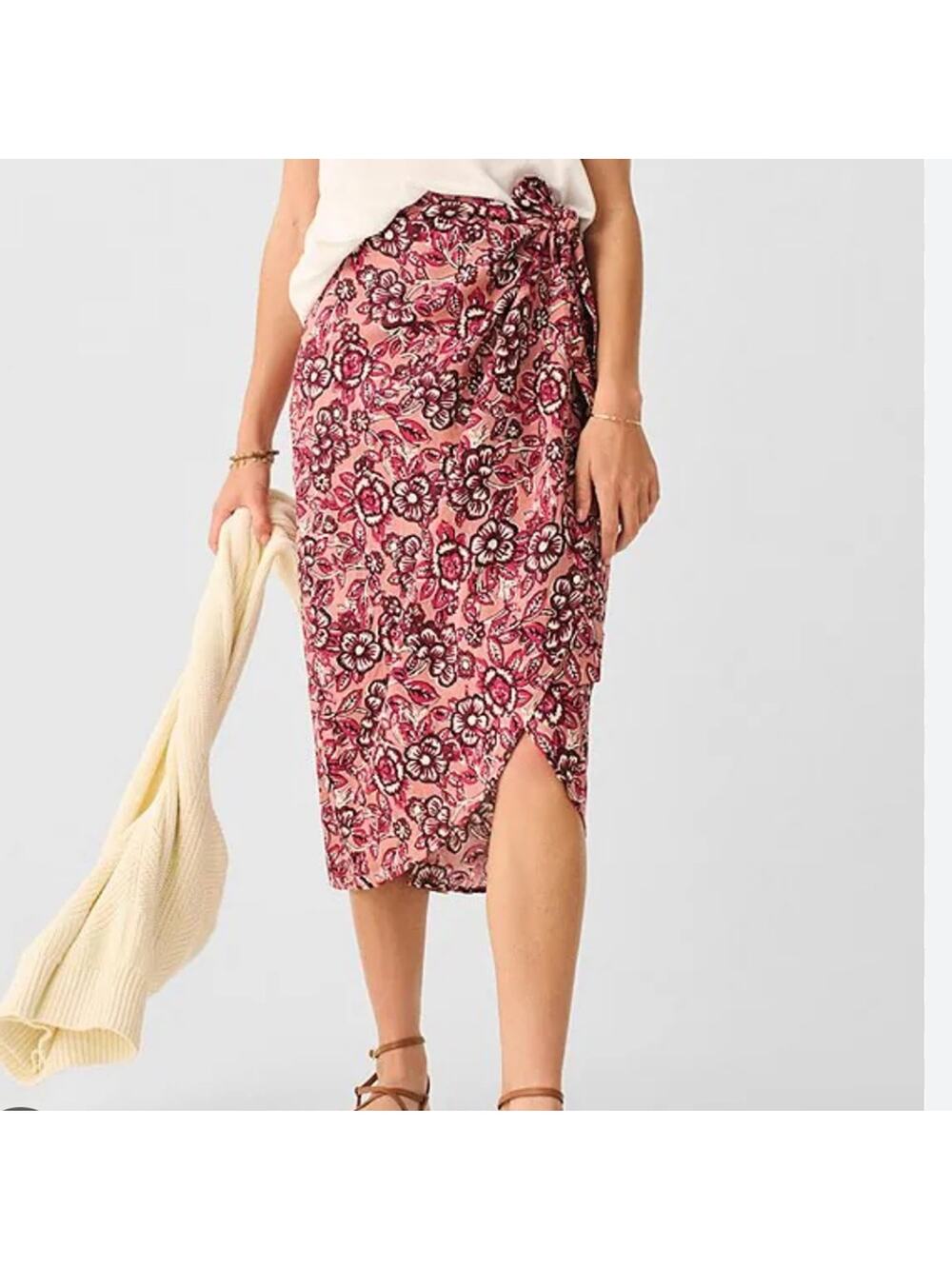 NWT Faherty Pacifica linen blend wrap skirt in Rose Desert Bloom